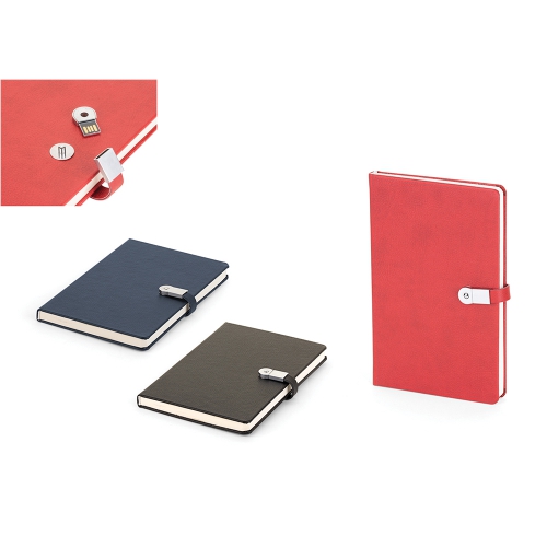 USB Notebook med Thermo Leather Cover (13 x 21 cm)