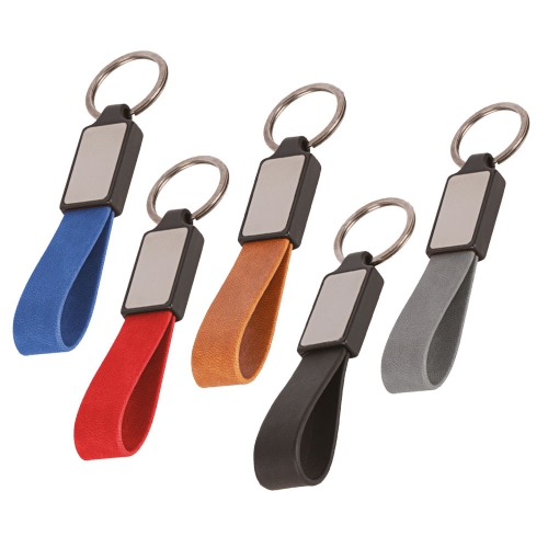 Leather Keychain with Metal Plate