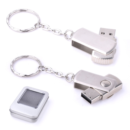 Memorie USB pentru breloc metalic cu capac rotativ de 16 GB