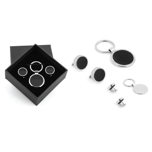 Boxed Metal Keychain Set with Cufflinks